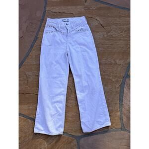 Abercrombie Kids Girls White High Rise Wide Leg Jeans - 11/12 Silver Studded